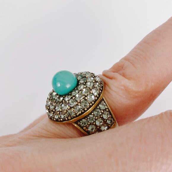 Signed Heidi Daus Posh and Proper Turquoise Blue Ball Pavé Swarovski Size 5.75 - Picture 6 of 11